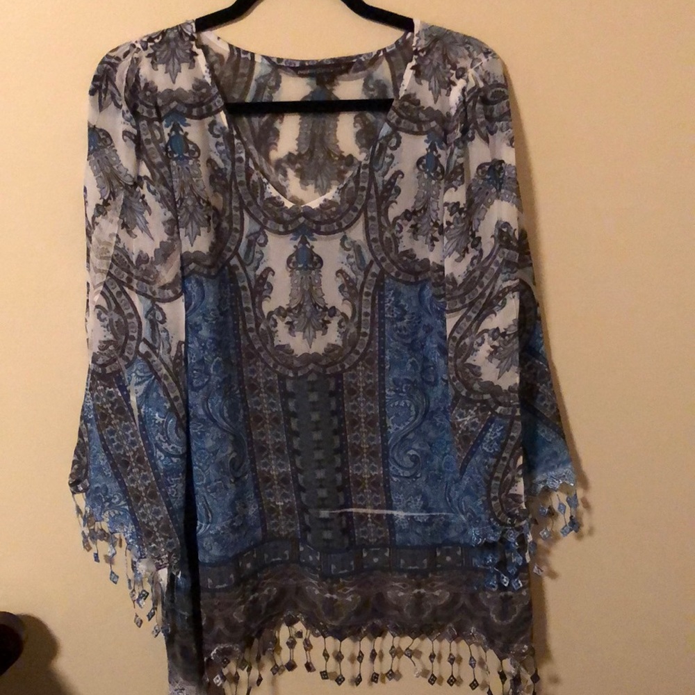 Blue and gray top